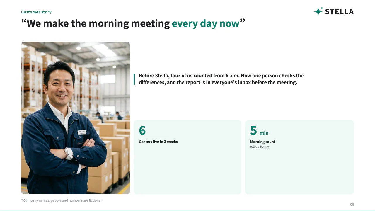 Example from Stella Product Overview: Customer story